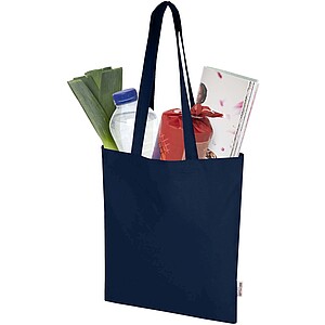 Madras Blend 140 g/m2 GRS recycled cotton tote bag 7L, navy
