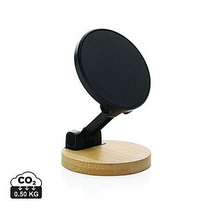 Magmount RCS recycled plastic and bamboo phone stand, black, brown