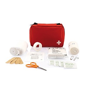 Mail size first aid kit, red