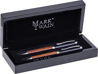 Mark Twain wood writing set, beige
