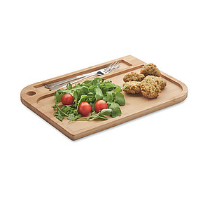 Meal plate in bamboo with 2 compartments