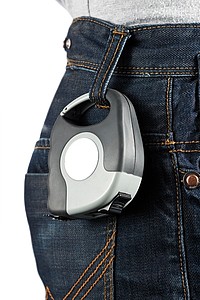 Measuring tape with carabiner, grey