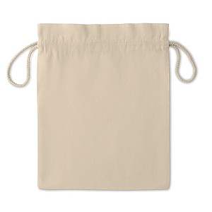 Medium gift cotton draw cord bag. Size approx. 25 x 32cm. 105 gr/m2.