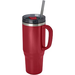 Melbourne 1200 ml RCS certified insulated tumbler with straw, red