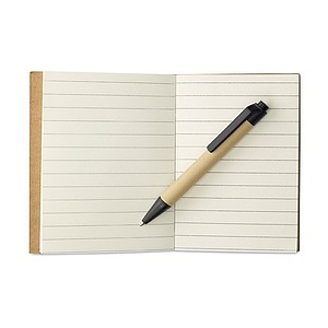 Memo note w/ mini recycled pen, black