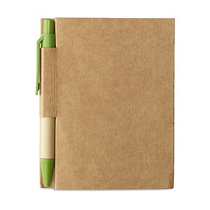 Memo note w/ mini recycled pen, lime