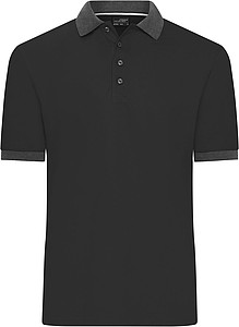 Mens Contrast Piqué Polo black/anthracite melange L