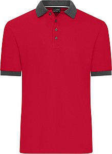 Mens Contrast Piqué Polo red/anthracite melange L
