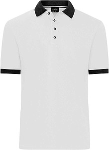 Mens Contrast Piqué Polo white/anthracite melange S