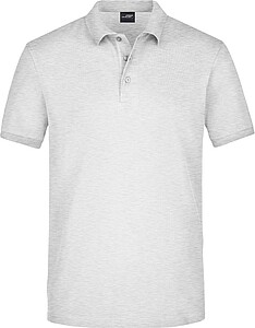Mens elastic pique polo James Nicholson, grey melange, L