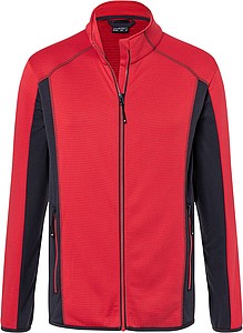 Mens fleece jacket JAMES & NICHOLSON, red/carbon, L