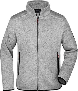 Mens knitted fleece jacket James Nicholson, grey/red, XL