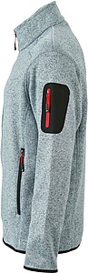Mens knitted fleece jacket James Nicholson, grey/red, XL