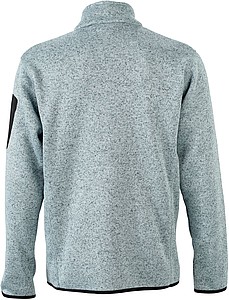 Mens knitted fleece jacket James Nicholson, grey/red, XL