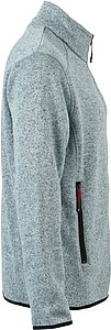 Mens knitted fleece jacket James Nicholson, grey/red, XL