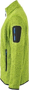 Mens knitted fleece jacket James Nicholson, lime green/blue, XL