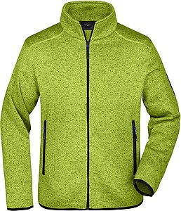 Mens knitted fleece jacket James Nicholson, lime green/blue, XXL