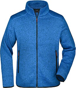 Mens knitted fleece jacket James Nicholson, royal blue/red, XL