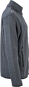 Mens knitted fleece jacket James Nicholson, silver/dark grey, 3XL
