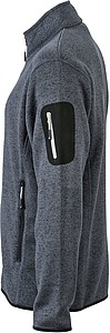 Mens knitted fleece jacket James Nicholson, silver/dark grey, L