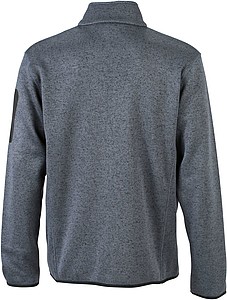 Mens knitted fleece jacket James Nicholson, silver/dark grey, XXL