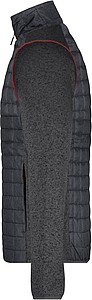 Mens knitted jacket JAMES & NICHOLSON, grey melange/anthracite melange, 2XL