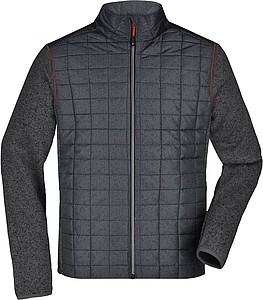 Mens knitted jacket JAMES & NICHOLSON, grey melange/anthracite melange, S