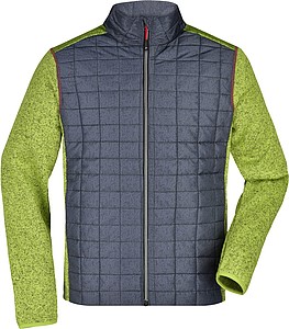 Mens knitted jacket JAMES & NICHOLSON, kiwi melange/anthracite melange, 2XL