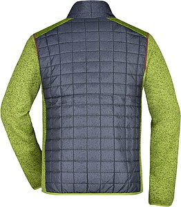 Mens knitted jacket JAMES & NICHOLSON, kiwi melange/anthracite melange, 2XL
