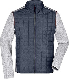 Mens knitted jacket JAMES & NICHOLSON, light melange/anthracite melange, 2XL