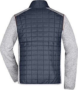 Mens knitted jacket JAMES & NICHOLSON, light melange/anthracite melange, 2XL
