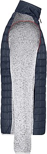 Mens knitted jacket JAMES & NICHOLSON, light melange/anthracite melange, 2XL
