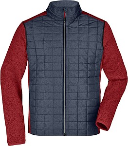 Mens knitted jacket JAMES & NICHOLSON, red melange/anthracite melange, 2XL