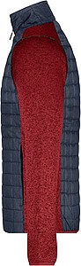 Mens knitted jacket JAMES & NICHOLSON, red melange/anthracite melange, 2XL