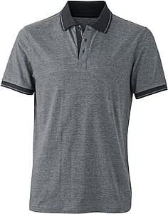 Mens polo T-shirt James Nicholson, grey/black, M