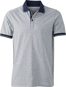 Mens polo T-shirt James Nicholson, grey/navy, M