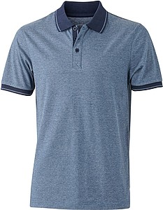 Mens polo T-shirt James Nicholson, light blue/dark blue, M