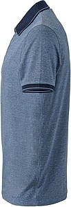 Mens polo T-shirt James Nicholson, light blue/dark blue, M