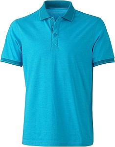 Mens polo T-shirt James Nicholson, turquise/dark turquise, M
