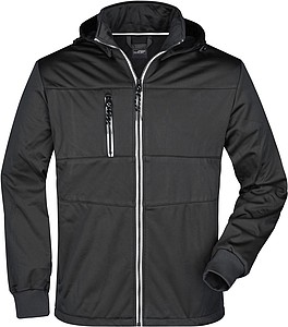 Mens softshell jacket JAMES & NICHOLSON, black/black/white, 3XL