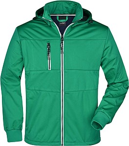 Mens softshell jacket JAMES & NICHOLSON, irish green/navy/white, 2XL