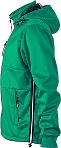 Mens softshell jacket JAMES & NICHOLSON, irish green/navy/white, 3XL
