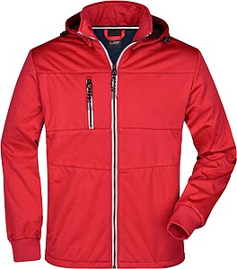 Mens softshell jacket JAMES & NICHOLSON, red/navy/white, 2XL