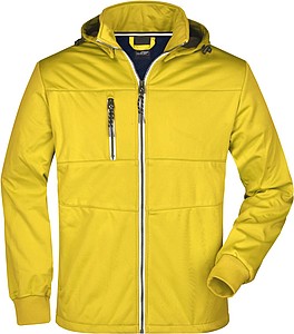 Mens softshell jacket JAMES & NICHOLSON, sun yellow/navy/white, 3XL