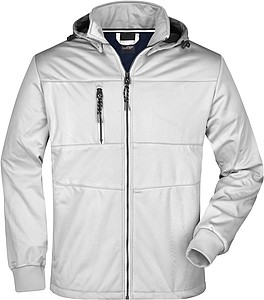 Mens softshell jacket JAMES & NICHOLSON, white/white/navy, 3XL