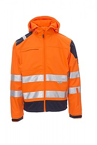Mens softshell jacket Payper SHINE, fluorescent orange/navy blue, M