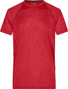 Mens sports T-shirt James Nicholson, red melange/black, S