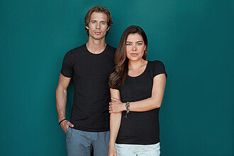 Mens STEDMAN STRETCH-T T-shirt, black, size M