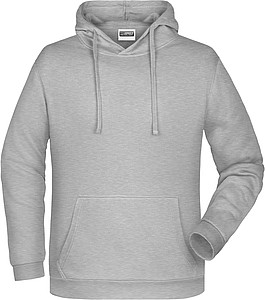 Mens sweatshirt with hoodie James Nicholson, dark grey melange, L