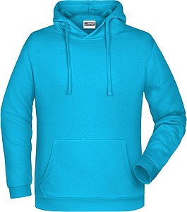 Mens sweatshirt with hoodie James Nicholson, turquise, XXL